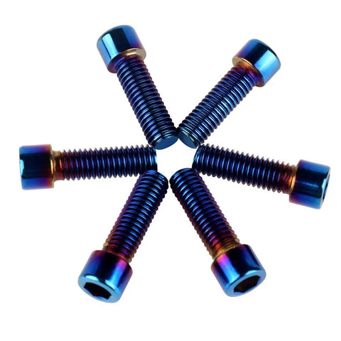 M6x12mm Allen Hex Bolts Set In Stainless Steel With Titanium Burnt Blue Finish For Bikes Motorcycles And Cars 6 Pack