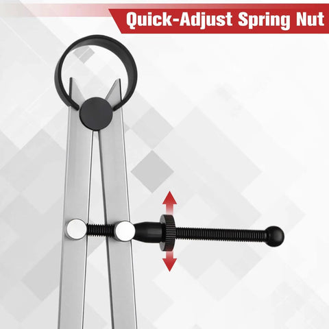 8 Inch Spring Caliper And Divider Set For Wood Turning And Lathe Work Carbon Steel Long Inside And Outside Calipers With Lockable Springs close-up