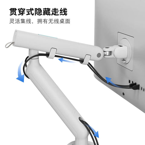 Ergonomic Desktop Monitor Mount With Buttery Smooth Mechanical Spring Arm For Single Screen sleek cable management solution.