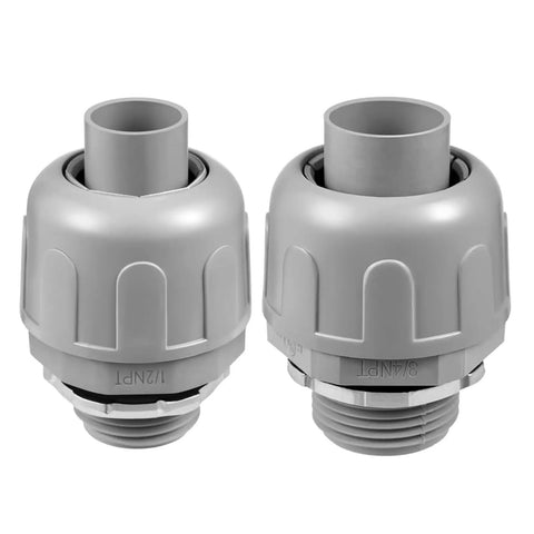 Twenty Pack Half Inch Liquid Tight Connectors Tough As Nails Nylon Flexible Conduit Fittings, gray nylon connectors for electrical wiring.
