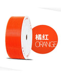 Top Shelf Eighty Meter Orange Polyurethane Air Hose Tube on spool, lightweight and durable, perfect for workshop use.