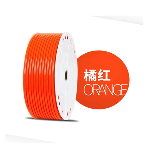 Top Shelf Eighty Meter Orange Polyurethane Air Hose Tube on spool, lightweight and durable, perfect for workshop use.