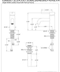 Technical diagram of Concord Matte Black Bathroom Faucet With Solid Brass Construction, dimensions and installation details shown
