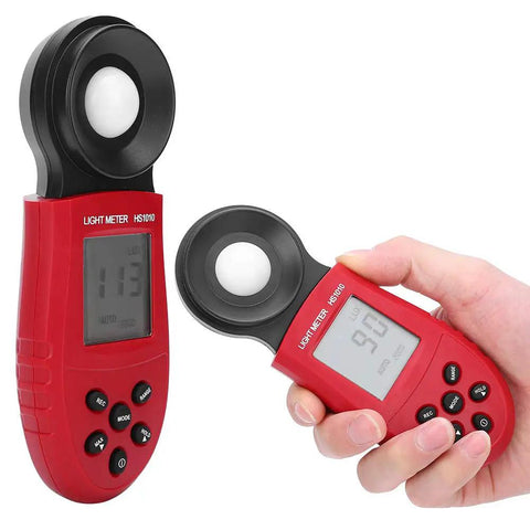 Handheld Illuminance Meter With Digital Lux Readout For Accurate Lighting Measurements, Portable Illuminometer in hand