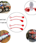Two Pack 3/4 Inch Hydraulic Quick Coupler Dust Cap Covers For ISO A And ISO B Quick Disconnects, tearproof red caps in use