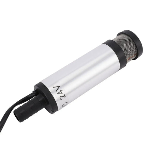Aunmas 24V Derv Fuel Transfer Pump Electric Submersible Drum Pump With Stainless Steel Body Strong Suction For Water Oil Refueling Extended Filter Screen Silver Clip Type Heavy Duty Quick Liquid Movement
