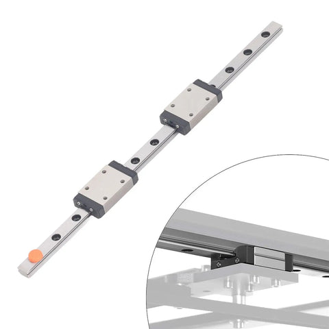 Beefy Linear Rail Guide With Four Point Contact Design For CNC, 3D Printer And Engraving Machines And Automation Equipment, Premium Bearing Steel Slider For Ultra High Rigidity And Smooth Motion, 100mm Travel. with two carriages