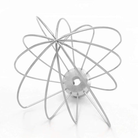 Six Quart Wire Whip Stainless Steel Stand Mixer Accessory Replacement, rustproof burnished finish, shown from side angle.