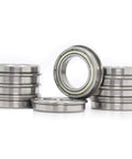 Pack Of Ten F6802ZZ Flanged Bearings 15mm Inner Diameter 24mm Outer Width 5mm Double Shielded Deep Groove Ball Bearings For Industrial Machinery Projects arranged in a stack.