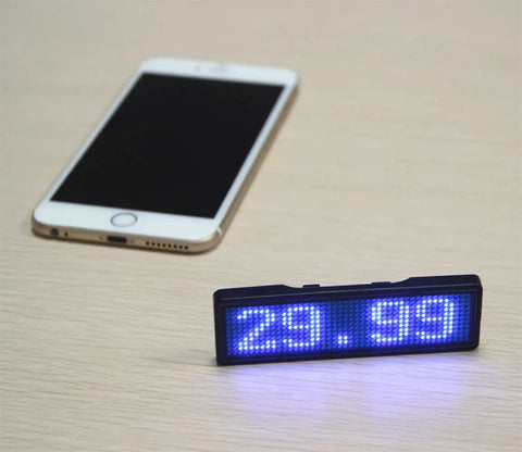 Blue LED Name Tag With Rechargeable Bluetooth Slick Wireless LED Badge Reusable Digital Price Tag 44x11 Pixels Easy Message Display For Restaurants Shops Exhibitions Nightclubs And Hotels