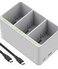 Three Channel Fast Battery Charger And Two Way Charging Hub For Mini 4 Pro And Mini 3 Series Drone Batteries, 30W PD Quick Charge