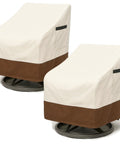 Heavy Duty Waterproof Patio Chair Covers For All Weather Protection Fits Swivel Lounge Rocking And Adirondack Chairs 600D Oxford Fabric With PU Coating UV Fade Resistant 2 Pack Beige And Brown 28W X 32D X 36H