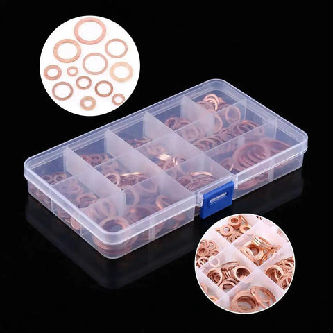 Killer Copper Flat Washers 280 Pcs Set 12 Sizes Screws Bolts Fasteners Storage Case High Conductivity Electrical Grounding Thermal Dissipation Pro Gear Current Flow Durable Reliable Perfect For Diy Pros, copper washers in organizer case