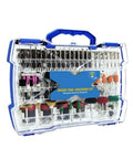 Complete 287 Piece Rotary Tool Accessory Kit For Precision Drilling Cutting Grinding And Polishing Wood Metal Plastic Glass With Sturdy Storage Case, showcasing organized tools.