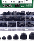 161 Pcs Bolt Covers Kit For Hex Head Bolts M4 M5 M6 M8 M10 M12 Black Plastic Dome Nut End Caps in Storage Case
