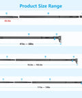 Adjustable Tension Curtain Rod No Drilling Extra Long 41 To 139 Inch Heavy Duty Black size range illustration