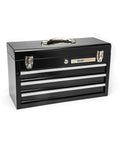 Three Drawer Steel Toolbox With Keyed Center Lock Black Powder Coat That Resists Rust 20 Inch Tool Box With Ball Bearing Slides