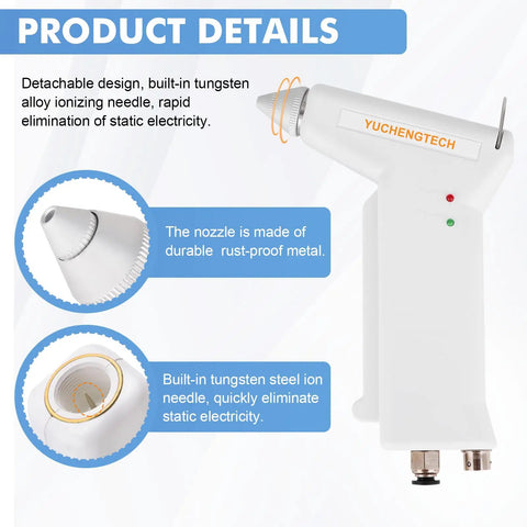 Rugged Handheld Ionizing Air Gun That Straight Up Clears Out Stubborn Static Buildup On Vinyl Records And Auto Paint Runs Smooth As Butter With Standard Air Compressors Setup