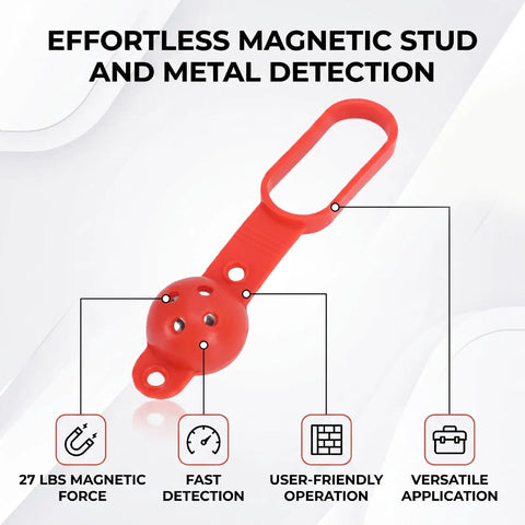 Hilitand Magnetic Stud Finder, 8pcs Wall Metal Scanner in red displaying magnetic force and quick detection features.