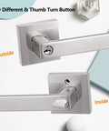 Keyed Entry Lever Lock for Exterior Doors, Reversible Handle, Built Tough Zinc Alloy with Satin Nickel Finish, Inside Outside View