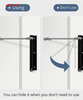 Diagram showing Aluminum Alloy Adjustable Door Closer 50 Kg Automatic Pulley Silent Soft Close in use and not in use positions.