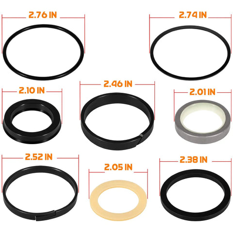 Hydraulic Cylinder Seal Kit For Case Loader Tilt Bucket Rebuild G109456 G105550 1.5 Inch Rod 2.5 Inch Bore detailed components.