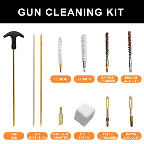 Must Have All In One Airgun Cleaning Kit for 177 and 22 Calibers Rifle and Pistol Bore Brush Set with Detachable Brass Rods