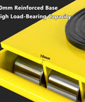 Heavy Duty Machinery Mover Skates With Swivel Non Slip Base And Wear Resistant Steel Casters showing 10mm reinforced base.