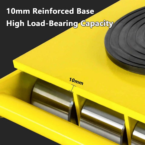 10mm reinforced base of Heavy Duty Machinery Mover Skates With 360 Degree Swivel Non Slip Base, sturdy wear-resistant steel rollers.