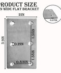 Heavy Hitter Stainless Steel Repair Brackets dimensions 2in wide, 3.9in long, showcasing pre-drilled holes for easy installation.