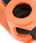 Close-up of heavy duty 1 inch pipe clamp jaws vise fixture set for woodworking tools cast steel construction