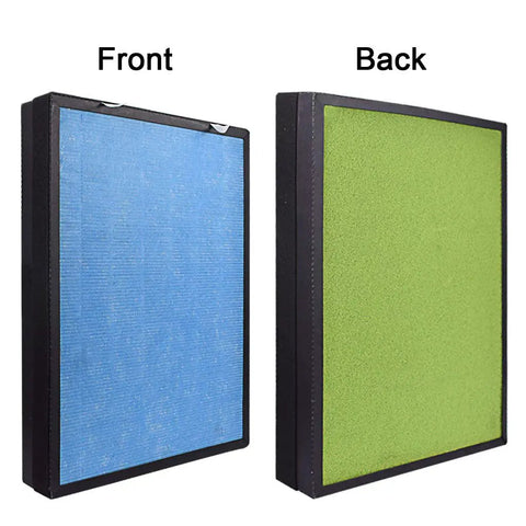 Front and back view of 4 In 1 Replacement Filter For HSP002 Smart True HEPA Air Purifier 2.0 With Pre Filter HEPA Activated Carbon With Zeolite And Cold Catalyst Compare To HF02 Keep Your Air Fresh And Your Lungs Happy