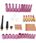 50 Pcs TIG Gas Lens Collet Body Kit For WP17 WP18 WP26 TIG Torch Welding Consumables Set displayed