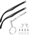 DIY Glasses Temple Replacement Arms Kit With Screws, Washers, Screwdriver And Nose Pads TR90 Eyeglasses Repair Set In Black
