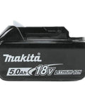 Side view of 18V LXT Lithium-Ion Battery And Charger Starter Pack 5.0Ah, Fast 45 Minute Charge, LED Battery Level Indicator