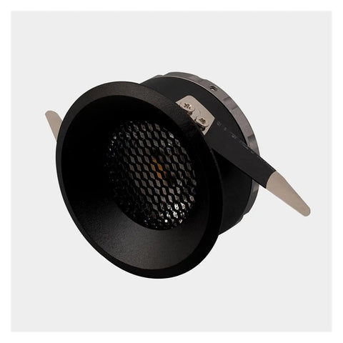 7W/9W/12W/15W COB LED Downlights Dimmable Recessed Ceiling Lights with black finish and mesh pattern, showing installation detail.