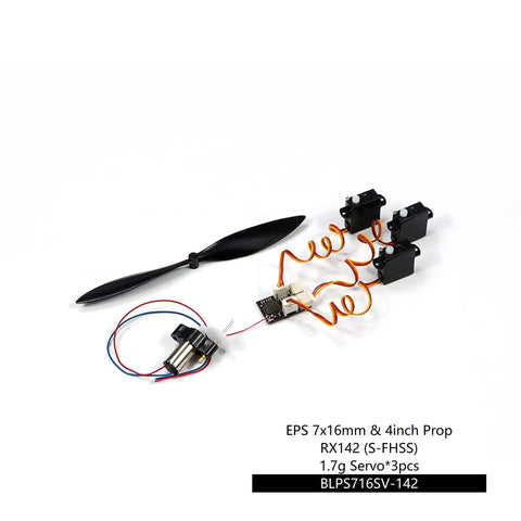Slick Plug And Play Micro Airplane Power Kit featuring 7X16Mm brushed motor, 100Mm propeller and servos for indoor RC models.