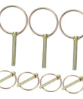 Heavy Duty Lynch Pin Kit With Rings For Farm Equipment Trailers And Mowers Eight Pack Assortment Of Reliable Locking Pins For Secure Connections Industrial Grade Quality, eight iron pins