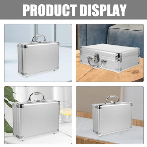 Tough As Nails Aluminum Storage Case With Secure Snap Latch And Plush Foam Padding For Guarding Cameras Cosmetic Kits And Power Tools On Weekend Getaways While Rolling Out, viewed from multiple angles.