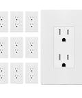 Glossy Decorator Outlet 15A Standard Wall Receptacle 1 Gang Replacement white tamper resistant shallow body 10 pack