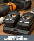 20V Li Ion Dual Port Charger Lets You Charge Two Batteries At Once In Two Hours Or Quick One Battery Top Up Perfect For Power Share Tool Crew