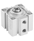 Compact 40mm Bore Thin Air Cylinder With 15mm Stroke Double Acting Single Rod Aluminum Body For Small Machinery and Industrial Automation PT One Eighth Ports and M Eight by One Point Two Five Threaded Rod Plug and Play Ready front view