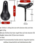 Replacement Kids Balance Bike Seat With 22.2mm Seatpost 19cm Length Black Padded Saddle For Comfy Rides On 12 To 14 Inch Bikes
