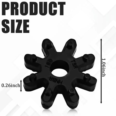 Black star-shaped bushing with measurements, part of 2Pack Steering Column Coupling For Hyundai And Kia 56315-2K000FFF kit.