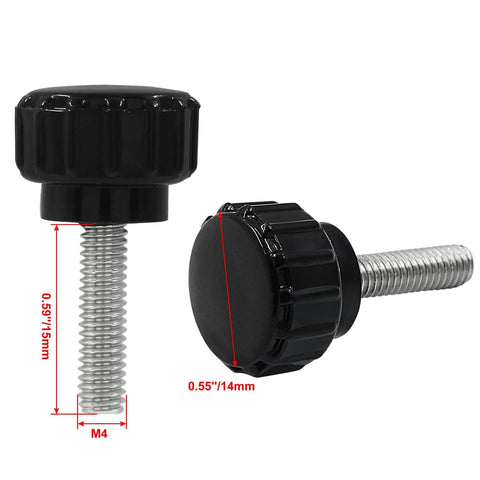 10Pcs M4 X 15Mm Knurled Thumb Screws Set Black Galvanized Iron Clamping Knobs Screw On Type Grip For CNC Machines Jigs And DIY Benchtop Projects Replacement Hardware