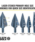 Ultimate Step Drill Bit Set For 7/8 To 1-3/8 Inch Holes With Double Fluted Design, Easy Read Step Markings, 3/8 Inch Hex Shank