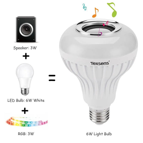 LED Light Bulb Bluetooth Speaker With RGB Color Changing Lamp 6W E26 Smart Bulb For Wireless Stereo Audio and mood lighting