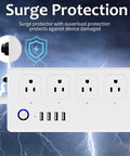 Total Game Changer Smart ZigBee Power Strip With Four Independently Switched Outlets And Custom Timer features surge protection with four sockets.
