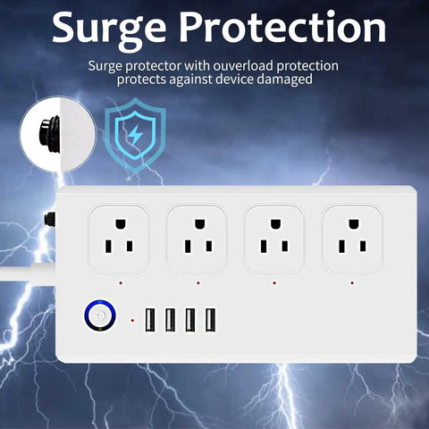 Total Game Changer Smart ZigBee Power Strip With Four Independently Switched Outlets And Custom Timer features surge protection with four sockets.