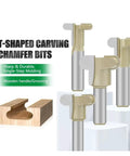 Solid 1/2 Inch Shank Drawer Pull Router Bit For Woodworking Pros That Carves Perfect Curved Finger Grooves In Oak Or Pine At The Shop Today. T-shaped chamfer bits with a wooden handle.